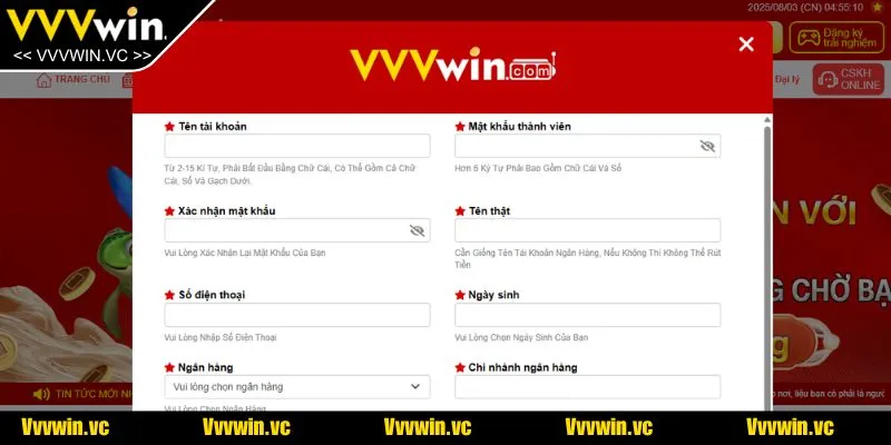 Đăng ký VVVWIN nhanh chóng với 3 bước